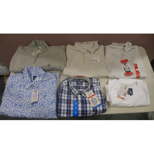 6263 - A quantity of men's tops to include Penguin, Crew Clothing, shirts, etc. various sizes (336-73003) *... 