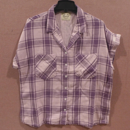 6273 - 18 x Jachs women's shirts in purple plaid, various sizes M, L, XL (336-73003) *This lot is subject t... 