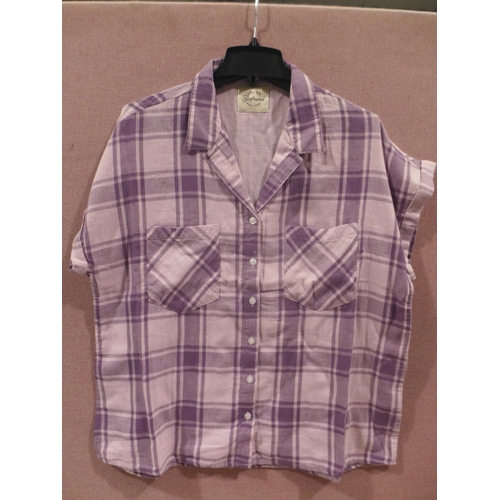 6273 - 18 x Jachs women's shirts in purple plaid, various sizes M, L, XL (336-73003) *This lot is subject t... 