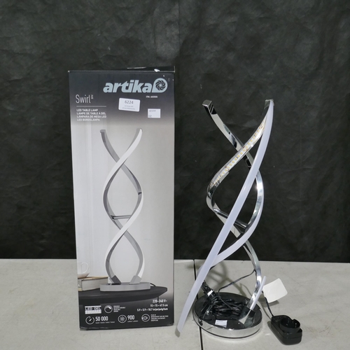 6224 - Artika Chrome Led Swirl Table Lamp (Damaged) (337-262) *This lot is subject to Vat