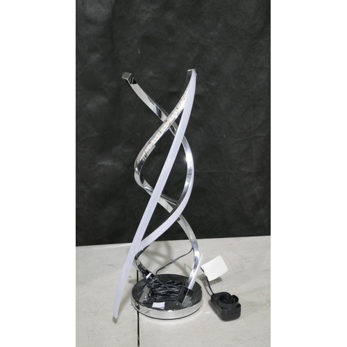 6224 - Artika Chrome Led Swirl Table Lamp (Damaged) (337-262) *This lot is subject to Vat