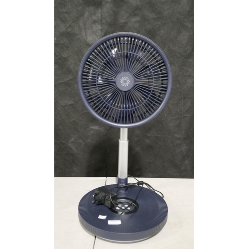 6225 - Nsa Folding Stand Fan with charger and box  (337-276) *This lot is subject to Vat