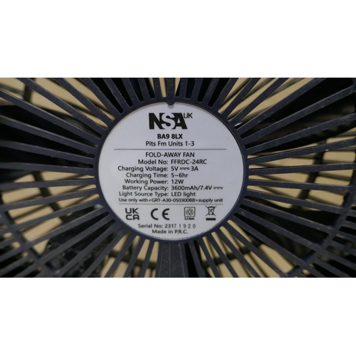 6057 - Nsa Folding Stand Fan     (337-234) *This lot is subject to Vat