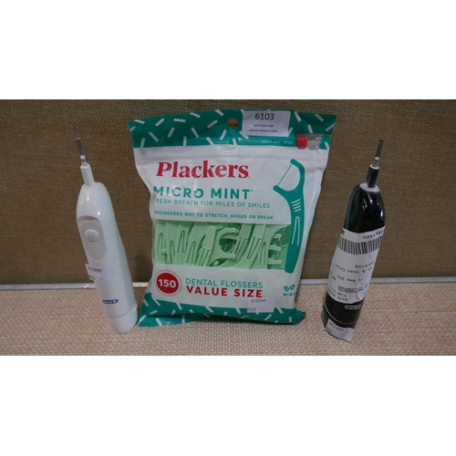 6103 - Two Oral-B Db5 Toothbrushes and Plackers dental flossers  (337-488,519) *This lot is subject to Vat