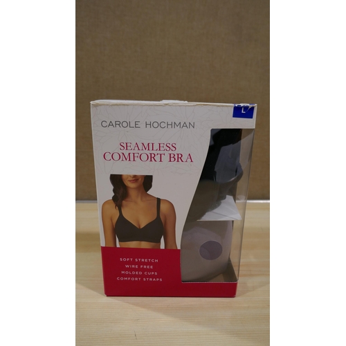 6365 - 10 boxes Of Carole Huchman Seamless Comfort bras (2 bras per box) in grey and black, size large (332... 