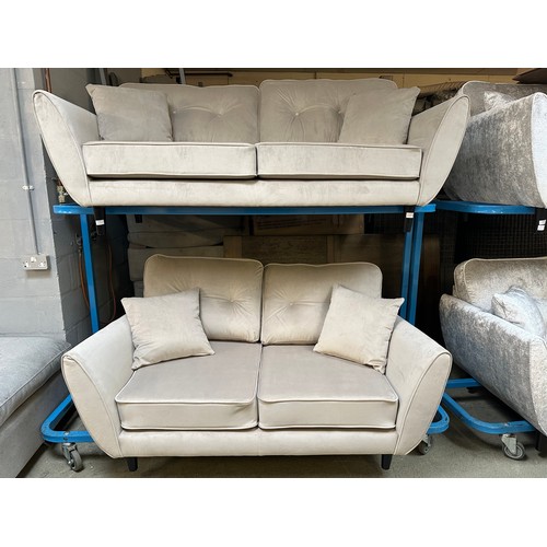 3170 - A 3 seater and 2 seater Whisper foam seats, fixed back oatmeal upholstered