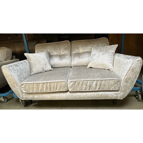 3171 - A Zinc DFS 3 seater and 2 seater silver fabric sofa