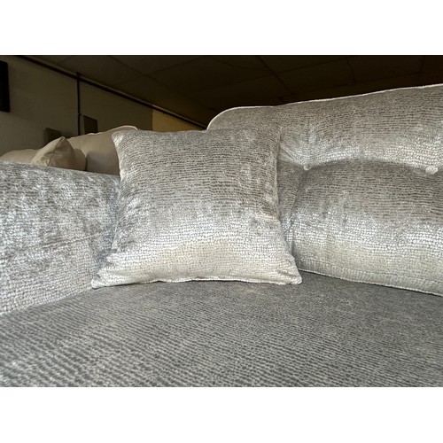 3171 - A Zinc DFS 3 seater and 2 seater silver fabric sofa