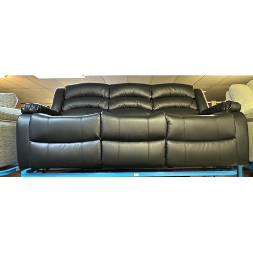 3174 - A 3 seater, 2 seater and armchair, manual reclining leather black