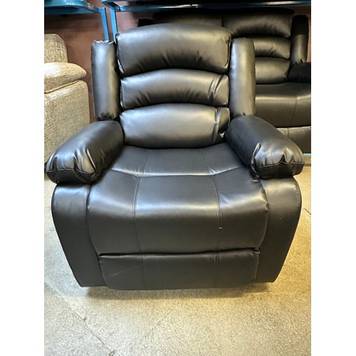 3174 - A 3 seater, 2 seater and armchair, manual reclining leather black