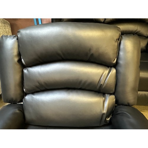 3174 - A 3 seater, 2 seater and armchair, manual reclining leather black