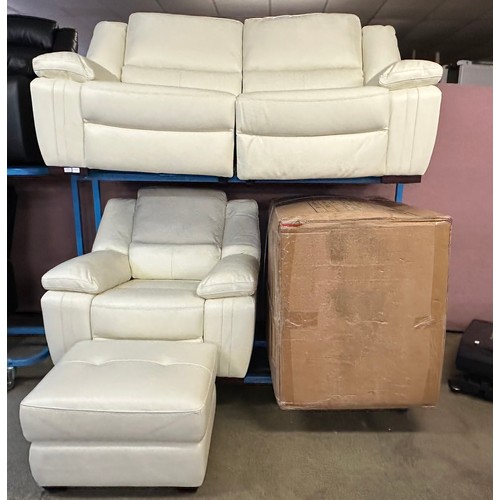 3176 - A SCS 3 seater power sofa with with electric recliner chairs in cream, full leather