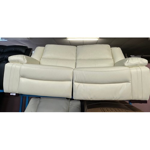 3176 - A SCS 3 seater power sofa with with electric recliner chairs in cream, full leather