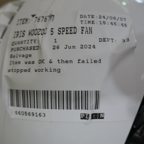 6149 - Nsa Midi Tower Fan (Damaged) and an Iris Woozoo 5 Speed Fan (337-325,429) *This lot is subject to Va... 