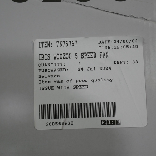 6163 - Iris Woozoo 5 Speed Fan with Remote and box (337-388) *This lot is subject to Vat