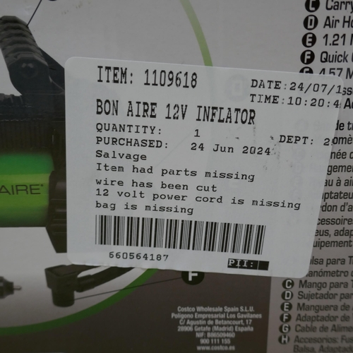 6176 - Bon Aire 12V Inflator with box (Damaged Cable) (337-108) *This lot is subject to Vat