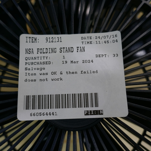 6201 - Nsa Folding Stand Fan     (337-103) *This lot is subject to Vat