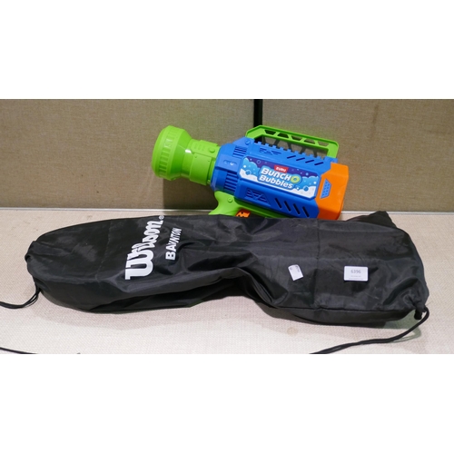 6396 - Zuru Bunch O Bubbles  Mega Bubble Blaster, Wilson Badminton Set   (337-63,66) *This lot is subject t... 