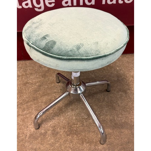 18 - An Italian duck egg fabric and chrome stool