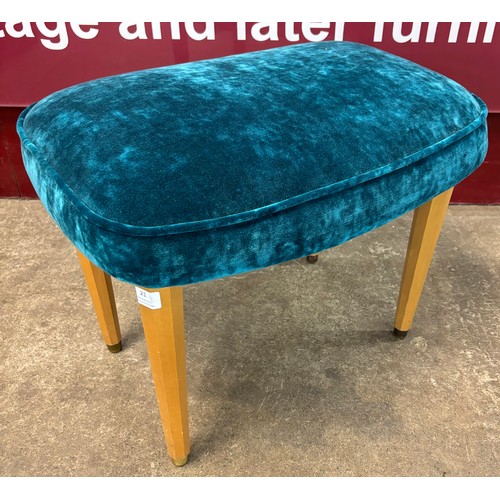 21 - A G-Plan Brandon light oak and teal fabric footstool