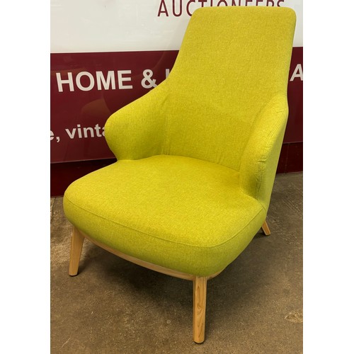 41 - A Danish style ash and green fabric upholstered armchair