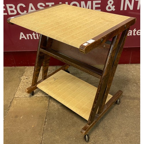 65A - An Jullian oak and cream vinyl tea trolley