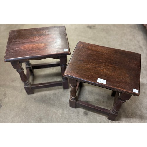 133 - A pair of 17th Century style oak stools