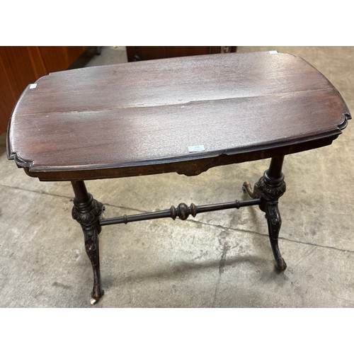 156 - A Victorian carved mahogany stretcher table