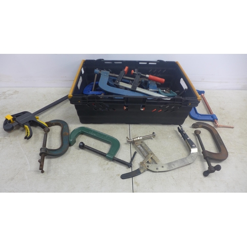 5003 - A large quantity of assorted clamps, mainly G-clamps including Axminster, Record, etc.