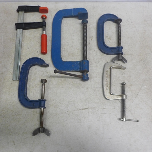 5003 - A large quantity of assorted clamps, mainly G-clamps including Axminster, Record, etc.