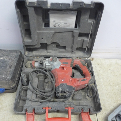 5034 - A Bosch GSR 12V cordless drill with 2 batteries and a 12v battery charger, an Einhell TE-RH 32E SDS ... 