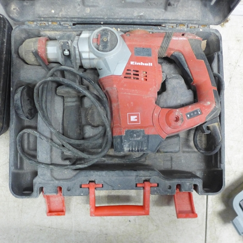 5034 - A Bosch GSR 12V cordless drill with 2 batteries and a 12v battery charger, an Einhell TE-RH 32E SDS ... 