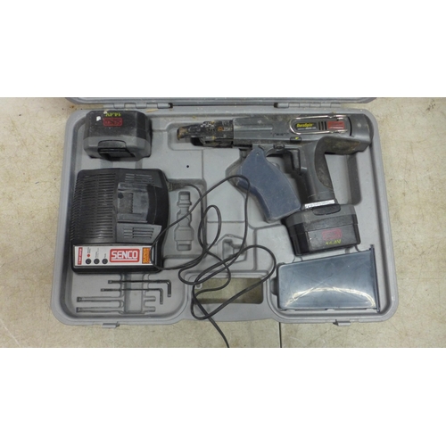 5038 - A Senco DuraSpin DS205 14v cordless screw gun with 2 batteries and charger - cased