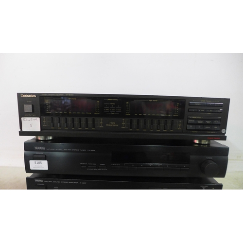 5105 - 4 hi-fi stereo separates - Technics SH-8058 graphics equaliser, a Yamaha TX-480L AM FM tuner, a Yama... 