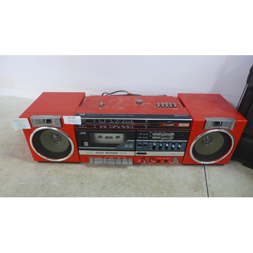 5110 - Two JVC portable music systems - a PC-50 4 band portable component system and a 3080UK radio-TV-cass... 