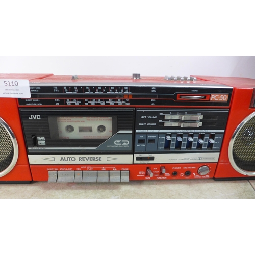 5110 - Two JVC portable music systems - a PC-50 4 band portable component system and a 3080UK radio-TV-cass... 