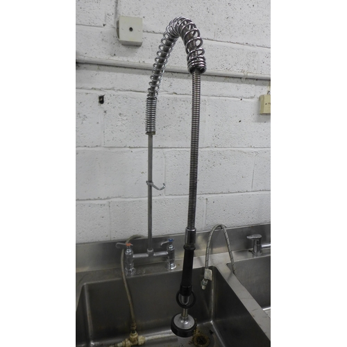 5122 - A stainless steel twin catering sink, 180 x 65 x 90cm