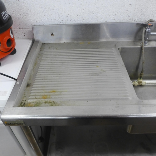 5122 - A stainless steel twin catering sink, 180 x 65 x 90cm