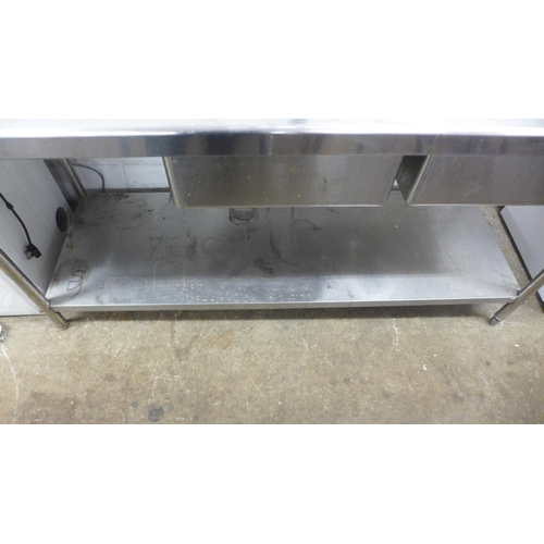 5122 - A stainless steel twin catering sink, 180 x 65 x 90cm