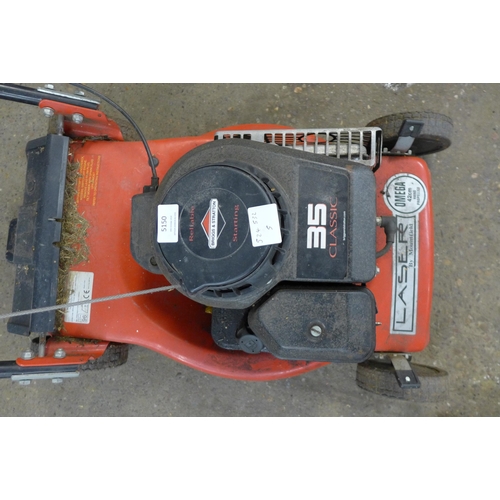 5150 - A Laser Omega 42cm hand propelled petrol lawn mower with a Briggs and Stratton 35 Classic petrol eng... 