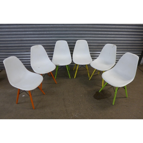 5157 - Six multi coloured plastic chairs