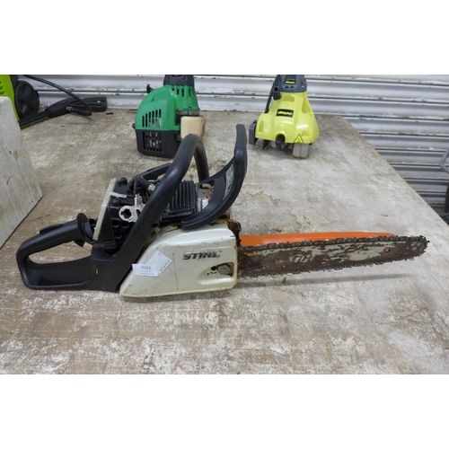 5161 - A Stihl MS171 petrol driven chainsaw, a Challenge 25cc petrol grass trimmer and a petrol driven brus... 