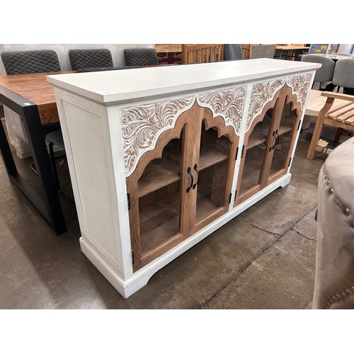 3113 - White sideboard with glass doors *This lot is subject to Vat