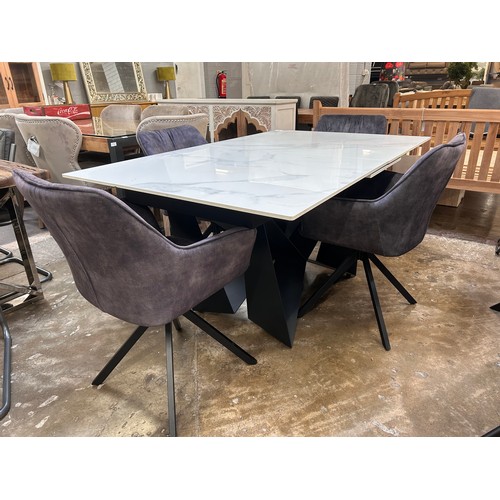 3121 - Marvel black small extending dining table with four graphite chairs *This lot is subject to Vat