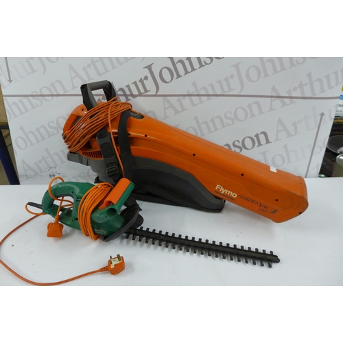 5168 - A Black and Decker GT25, 41cm electric hedge cutter and a Flymo garden vac plus electric blower vac