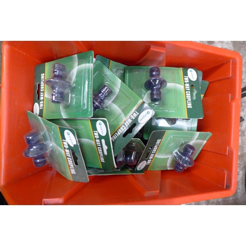 5172 - A large quantity of various items including 9 Lin Bins, hose pipe connectors, garden wire, weeding t... 