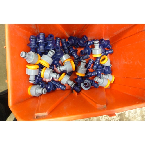 5172 - A large quantity of various items including 9 Lin Bins, hose pipe connectors, garden wire, weeding t... 