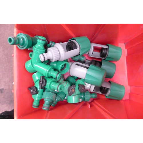 5172 - A large quantity of various items including 9 Lin Bins, hose pipe connectors, garden wire, weeding t... 