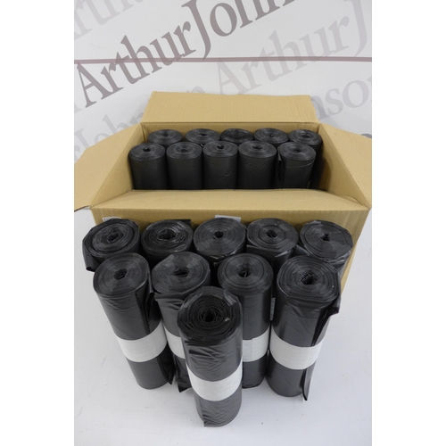 5210 - A box of 20 rolls of heavy duty black bin liners  * This lot is subject to VAT