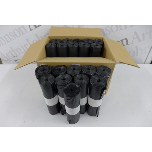 5211 - A box of 20 rolls of heavy duty black bin liners  * This lot is subject to VAT